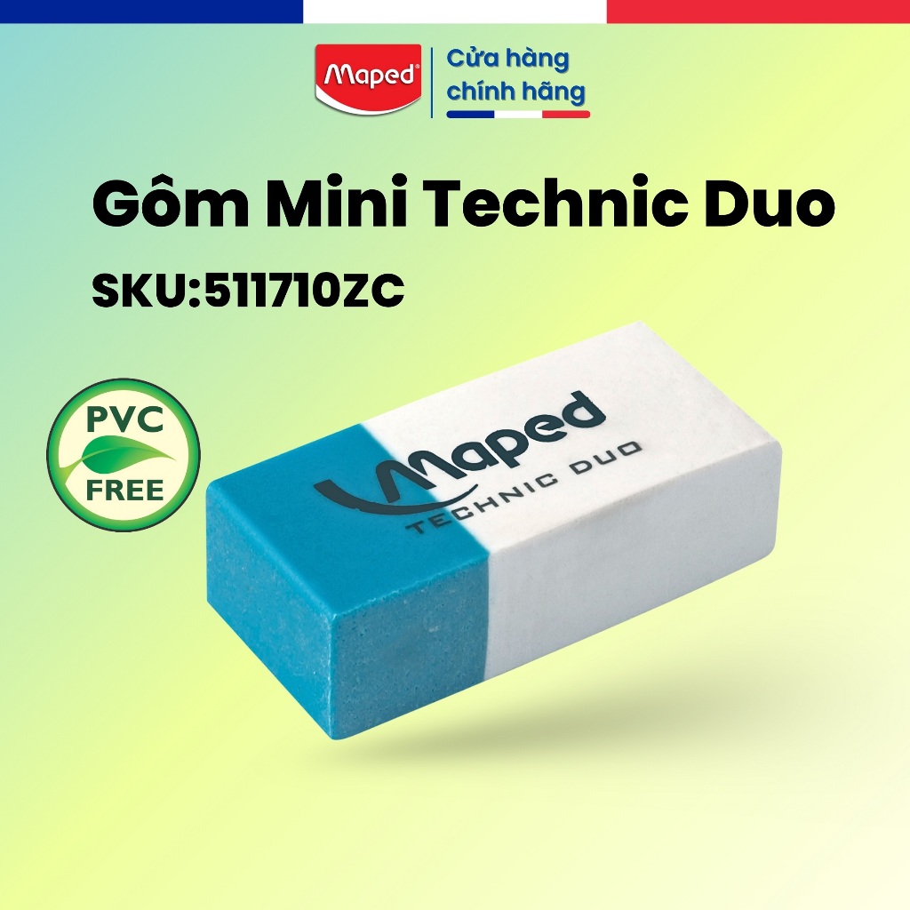 Gôm Mini Technic Duo Maped SKU: 511710ZC - Tẩy Sạch, Êm Tay,  An Toàn, Thương Hiệu Pháp [Chính Hãng]