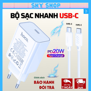 Bộ Sạc Samsung Type C 20W, Dây Cáp Sạc Type C Và Củ Sạc 20W Dùng Cho Điện Thoại, Máy Tính Bảng [Bộ Sạc Type C Hoco 20W]