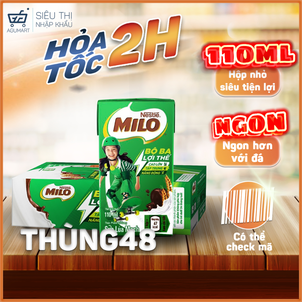 [DATE XA] Sữa milo 110ml thùng 12 (12x4x110ml)