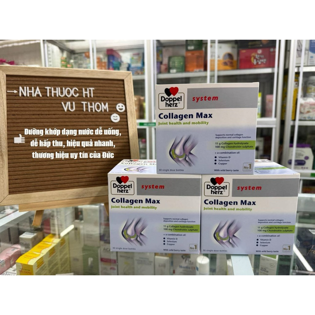 Collagen Max Doppelherz - Ngăn Ngừa Thoái Hóa Khớp, Hỗ Trợ Tái Tạo Sụn Khớp Hộp 30 Ống -Date năm 26
