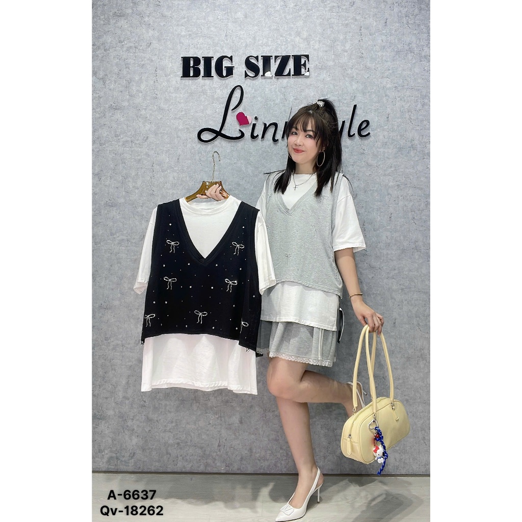 SALE -- 70-90kg - Áo thun set 2 cái rời BIGSIZE QCCC chất đẹp OVS BC bên ngoài Sát Nách ép Nơ Bling 