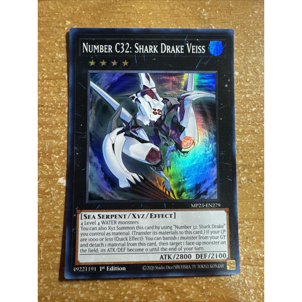 super Rare Lá thẻ bài Yugioh Number C32 Shark Drake Veiss - Tặng bọc bài nhựa bảo quản