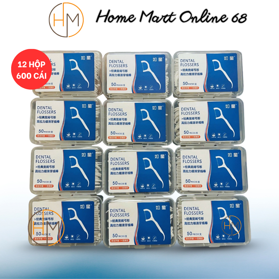Combo 12 Hộp 600 Chiếc Tăm Chỉ Nha Khoa 2 Đầu Sợi Chỉ Mảnh, Tăm Chỉ Nha Khoa Vệ Sinh Kẽ Răng Chân Nướu