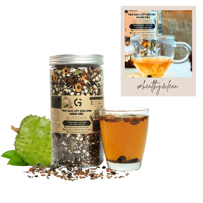 Trà gạo lứt đậu đen GUfoods - Vị mãng cầu - Dịu thơm, Thanh nhiệt, Hỗ trợ cải thiện giấc ngủ (500g)