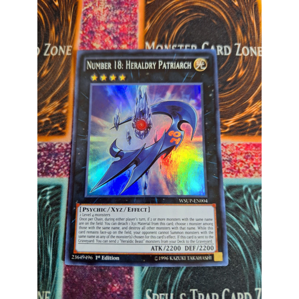 Super Rare [ Dưa Hấu Yugioh ] Lá bài thẻ bài Number 18 Heraldry Patriarch - Tặng bọc bài nhựa bảo qu