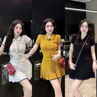 Set đồ nữ , Set áo cộc tay polo thêu logo chất len hàng QCCC L1 TN