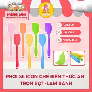 Phới Trộn Bột Làm Bánh Silicon, Cây Vét Spatula - Dụng Cụ Làm Bánh Chế Biến Thức Ăn Dặm Cho Bé