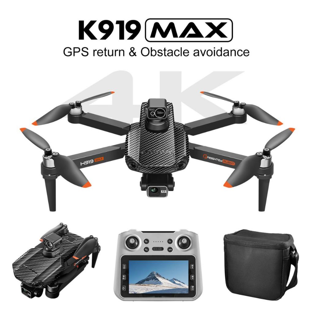 Máy bay điều khiển từ xa K919 Pro Max, Flycam mini Gimbal Chống Rung 3 trục 4K, Flaycam giá rẻ GPS
