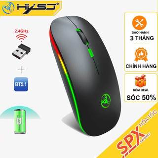 Chuột ko dây Bluetooth HXSJ T18 wireless 2.4GHz tự sạc pin ko ồn chuyên dùng cho Laptop,PC,Tivi