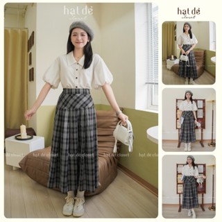 [Giá mở bán] Chân Váy Kẻ Caro Dáng Dài, Chân Xếp Ly Dáng Dài Vintage Dài 82cm - Chân Váy Hà Hạt Dẻ Closet