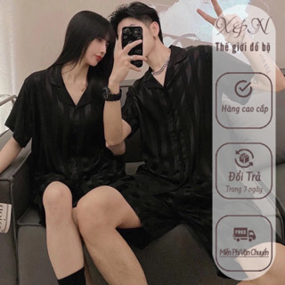 Bộ quần áo ngủ ,bộ lụa pijama hè thu nam nữ cộc tay quần đùi cao cấp sz từ 40-88kg
