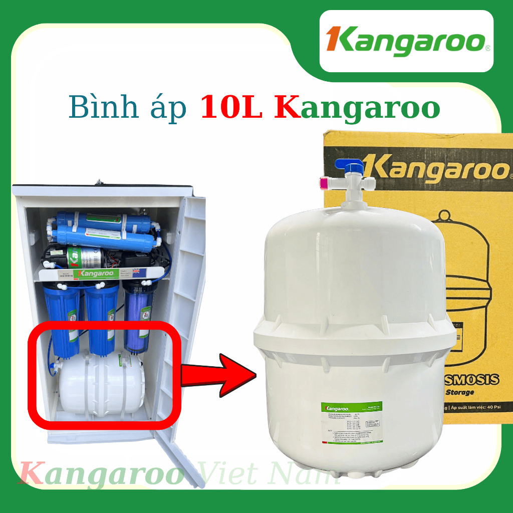 [Hoả Tốc] Bình Áp nhựa 10L Kangaroo - Tặng van bình áp chống nổ - Bảo hành 6 tháng