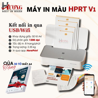  Máy In Phun Màu HPRT V1 - In Nhanh Từ Điện Thoại - Nhỏ Gọn Dùng Cho Gia Đình Văn Phòng 