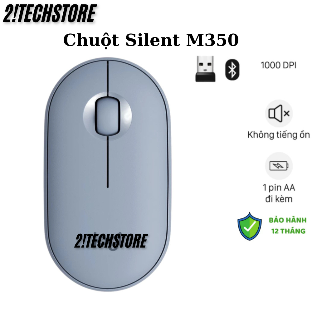 Chuột Không Dây Logi M350 Silent(OEM)- Chuột Văn Phòng Đẹp, Kết Nối Bluetooth, USB, Tặng pin, BH 12T