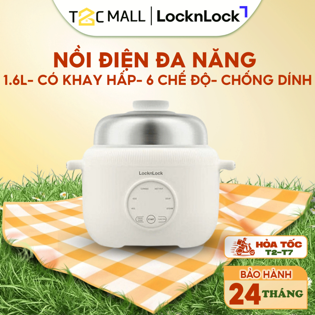 Nồi điện đa năng LocknLock Digital Multipot EJP186IVY 1.6 Lít 500W, Hàng chính hãng- T2CMALL