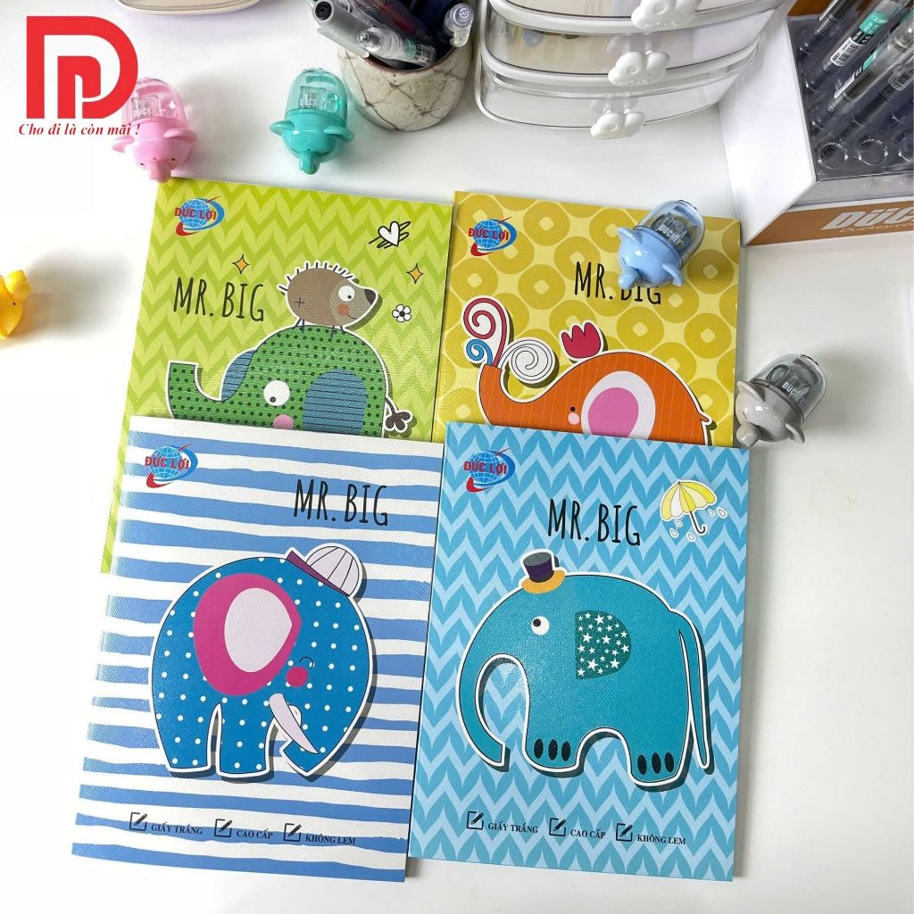 Set 10 Quyển Vở 4|5 Ô Ly Học Sinh 80gsm 96 Trang | 5 Quyển 200 Trang 4 Ô Ly Đức Lợi Đa Dạng Mẫu Bìa