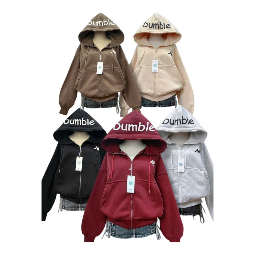 ÁO KHOÁC HOODIE NAM NỮ FORM RỘN DÁNG DÀI IN CHỮ DUMBLE Ở NÓN CÓ TÚI TRONG
