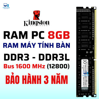 Ram PC KINGSTON 8GB DDR3 bus 1600Mhz Memory Ram máy tính bàn PC3 12800 DIMM Desktop - Bảo hành 3 năm