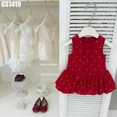 Váy Polo Sát Náy Dáng Suông Bồng Bềnh Đính Nơ Cho Bé Gái 1-8 Tuổi MINTSCLOSET Quảng Châu - GV0392