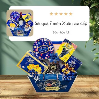 [GIAO HỎA TỐC] Giỏ Quà Tết Set Quà Tết Sắc Xuân loại bánh kẹo tone màu tùy chọn may mắn, tài lộc
