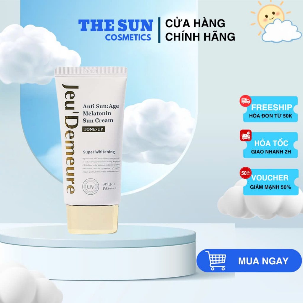 Kem Chống Nắng Nâng Tone Jeu'Demeure Anti Sun:Age Melatonin Sun Cream (Tone Up) SPF 50+/PA++++ 50g