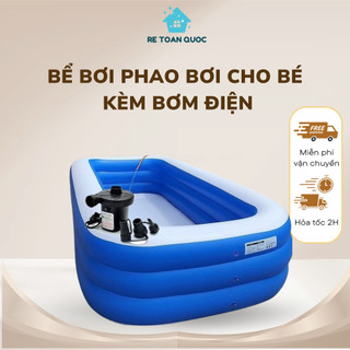   Thanh Lý Bể Bơi Phao Bơi Cho Bé,Hồ Bơi Loại Dày Kích Thước 1m8,2M1,2M6 Cao 3 Tầng Đế Chống Trượt Có Bơm Điện 