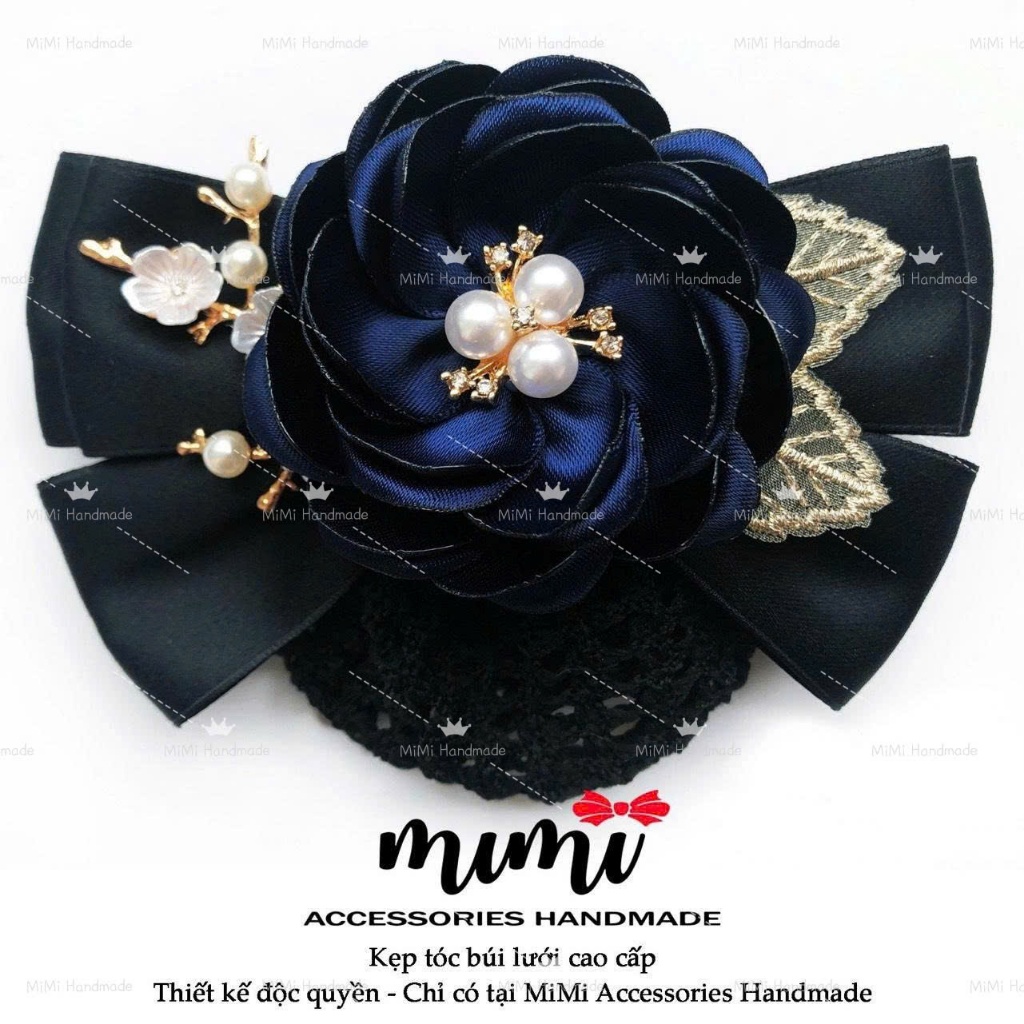   MiMi Kẹp búi lưới cao cấp   Kẹp tóc thời trang nữ gắn hoa nhiều mầu phù hợp cho văn phòng ngân hàng trung niên 