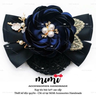 MiMi Kẹp búi lưới cao cấp   Kẹp tóc thời trang nữ gắn hoa nhiều mầu phù hợp cho văn phòng, ngân hàng, trung niên