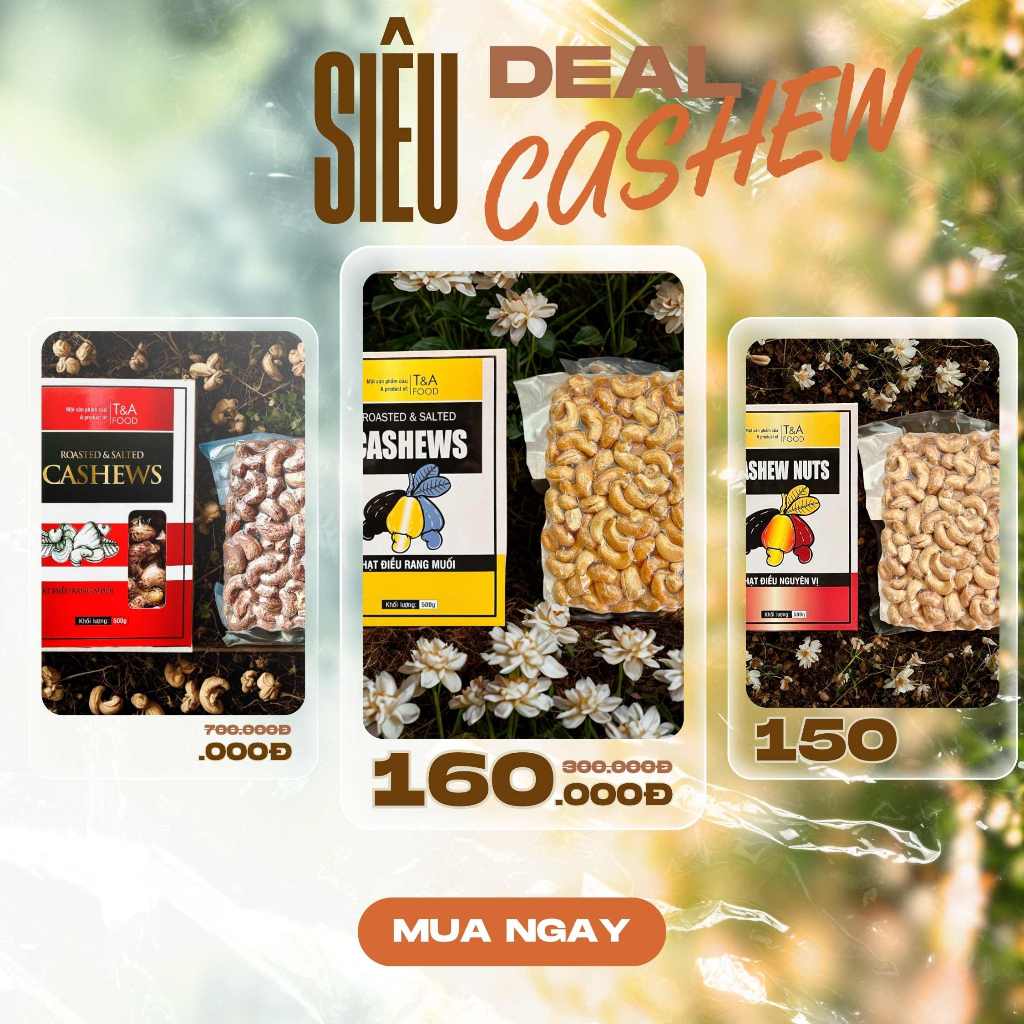 Hạt Điều Rang Muối Và Hạt Điều Sấy Nguyên vị đầy đủ mẫu hộp 500g,300g,250g Túi hút chân không 500gr