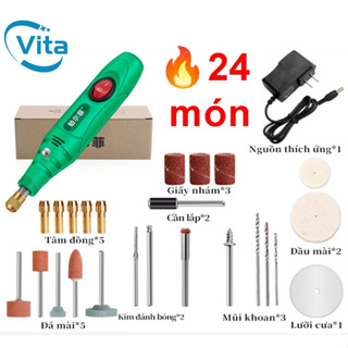 [Chính Hãng]Máy khoan mài cắt cầm tay mini hoặc phụ kiện bộ 24 món - khoan mài decor,để mài cắt đánh bóng xương