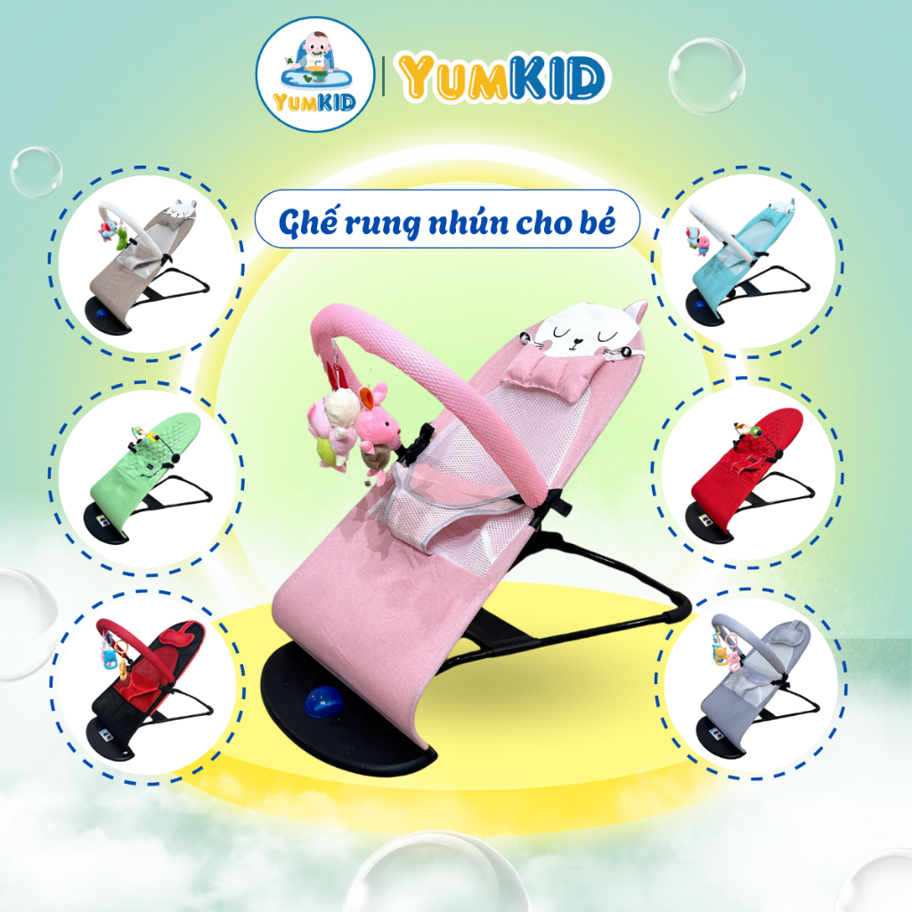 [Tặng Kèm Thanh đồ chơi] Ghế Rung Nhún Đa Năng Cho Bé Sơ Sinh có đồ chơi đáng yêu