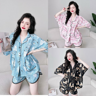 Bigsize 45-100kg Đùi đồ ngủ đồ bộ cánh dơi áo to , pijama mặc nhà chất lụa hàn ,lụa xốp mềm mát