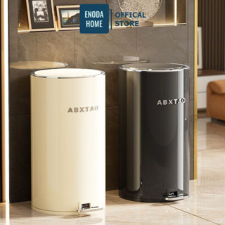 Thùng Rác Thép Cao Cấp ENODA HOME Tráng Men Sang Trọng, Thùng Đựng Rác Inox Đạp Chân Có Nắp Kèm Lõi TR040
