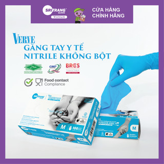  Găng tay y tế Không Bột MÀU XANH Sri Trang NITRILE VERVE  4.8g 100 chiếc hộp 