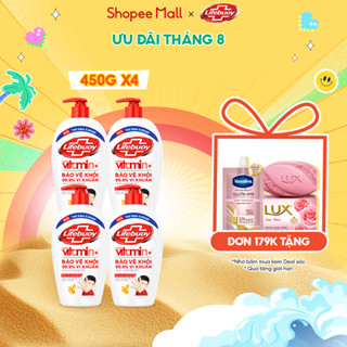 Combo 4 chai Nước rửa tay Lifebuoy bảo vệ khỏi 99,9% vi khuẩn 450g/chai