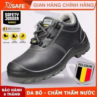 Giày bảo hộ lao động nam Jogger Bestrun da bò chống thấm nước, mũi thép đế thép chống đinh, dập ngón