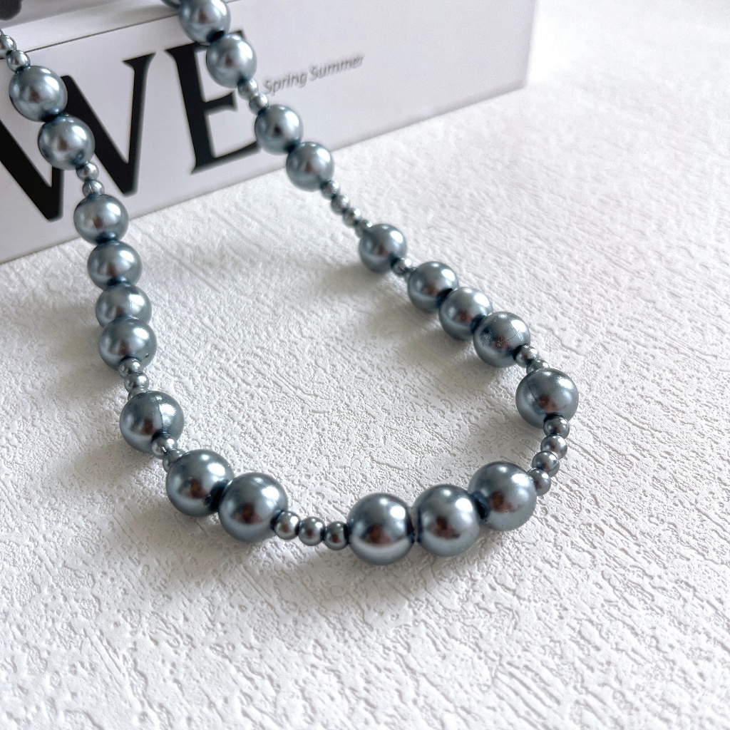Vòng cổ chuỗi hạt xám X17