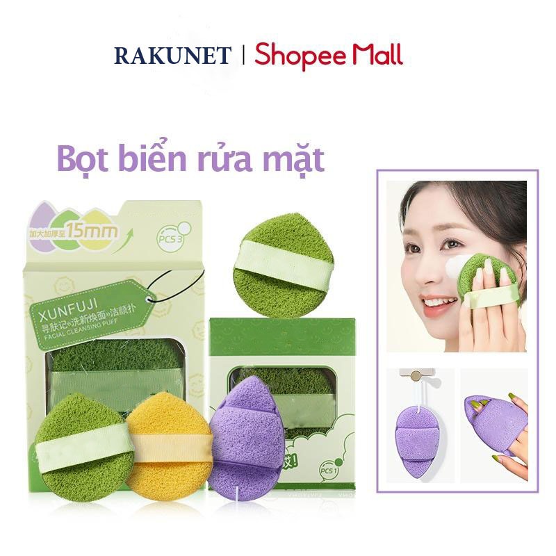 Combo 3 Miếng Bọt Biển Rửa Mặt Sâu Lỗ Chân Lông, Miếng Rửa Mặt  Mềm Mại Thân Thiện Với Da