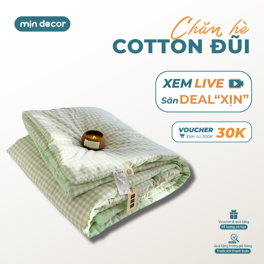 Chăn Đũi Kẻ Mịn Decor Kích Thước 2mx2m2 Mềm Mát Hoạ Tiết Kẻ Basic