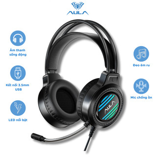  Tai Nghe Gaming Có Dây AULA S606 LED RGB Cách Âm  Tốt Mic Không Delay  USB & Jack 3.5mm 