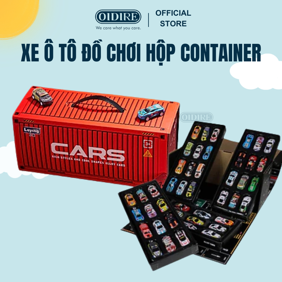 Set 48 Chiếc Xe Hộp Container Cho Bé Trai Kèm Mô Hình Đường Đua Xe Ô Tô Đồ Chơi Hộp Container