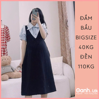  40-110kg BIGSIZE  BẦU Váy mùa hè dáng dài mix kẻ nơ công sở Đầm bầu đi làm ngắn tay shop Oanhltk 