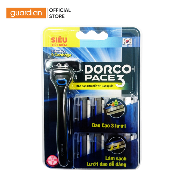 Dao Cạo Râu Dorco Pace 3 TRA4009-B 1 Cán 9 Đầu Thay | Guardian Việt Nam