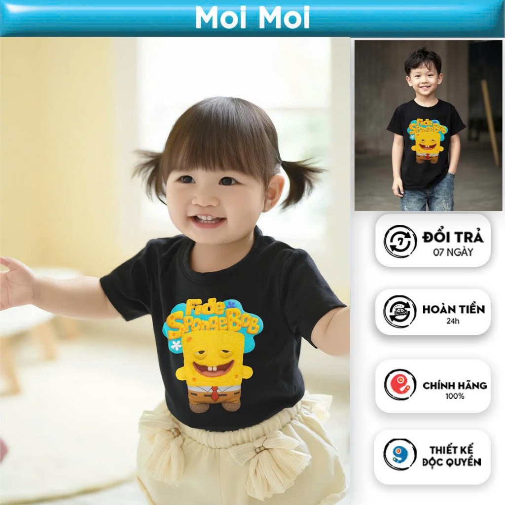 Áo thun cho bé MOI MOI chất liệu cotton mềm mịn cao cấp bé trai bé gái Bọt biển ( 5-12 tuổi ) - AT19