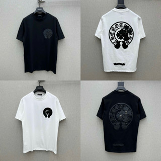 Áo phông nam nữ Premium Cotton PB thêu da nổi dải logo hình chữ thập vòng tròn hai mặt boy phố