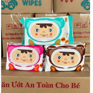 Combo 10 Gói Giấy Ướt Không Mùi , Khăn Giấy Cho Bé Lau Đa Năng Gói To 650g ( MSP )