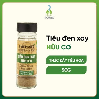 Tiêu đen xay hữu cơ Vipep tag Farmer gia vị tẩm ướp hỗ trợ t.iêu hóa đóng hũ thủy tinh 50g