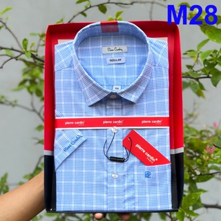 Áo Sơ Mi Nam, Sơ Mi Kẻ Caro Xanh Ngắn Tay, Sơ Mi Nam Mẫu Thị Trường Hàn Quốc M28