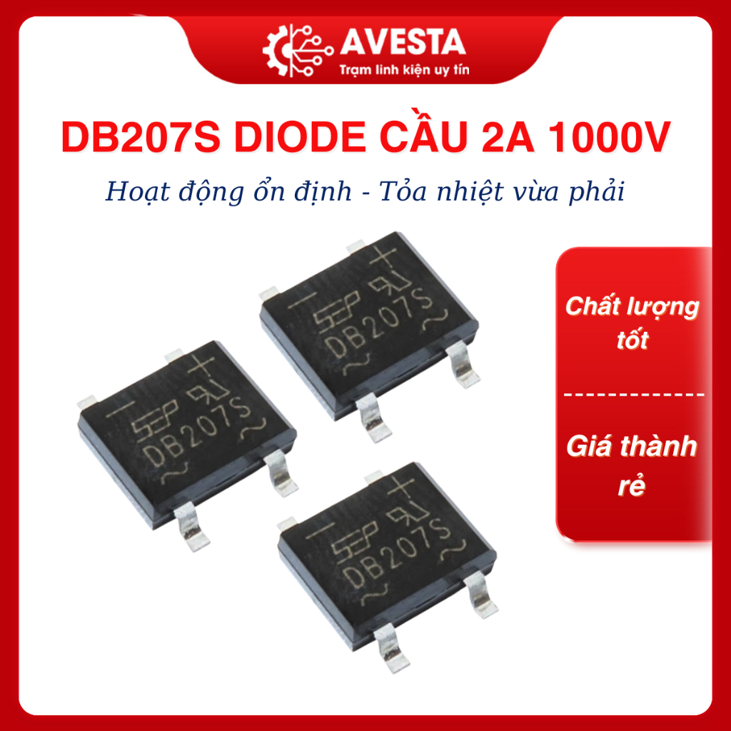 DB207S Diode cầu 2A 1000V SOP-4 Avesta