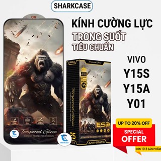  Kính cường lực Vivo Y15S   Y15A   Y01 cao cấp full màn trong suốt bảo vệ màn hình đt shark case 